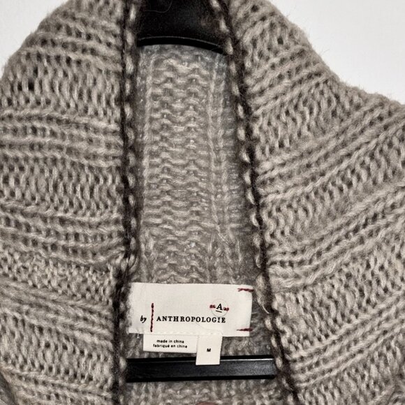 😊Anthropology Alpaca Wool Blend Oversize Sweater Gray Ombre Stripe Sz M EUC - Picture 4 of 9